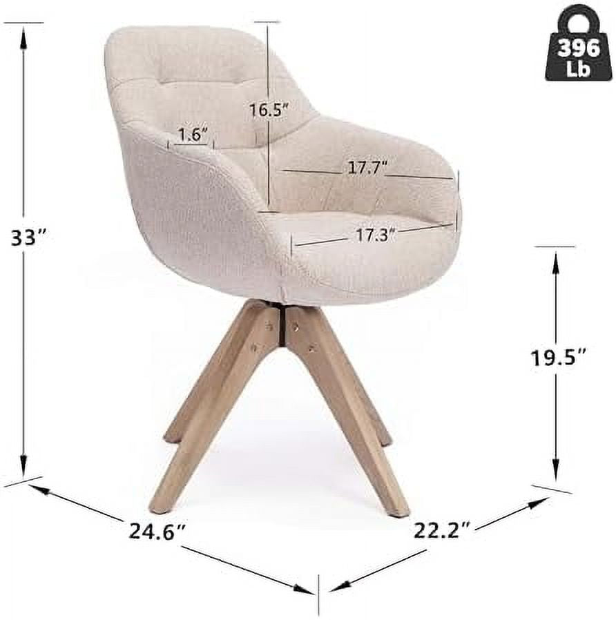 Mid Century Modern Swivel Fabric Accent Chair with Oak Wood Legs K935198