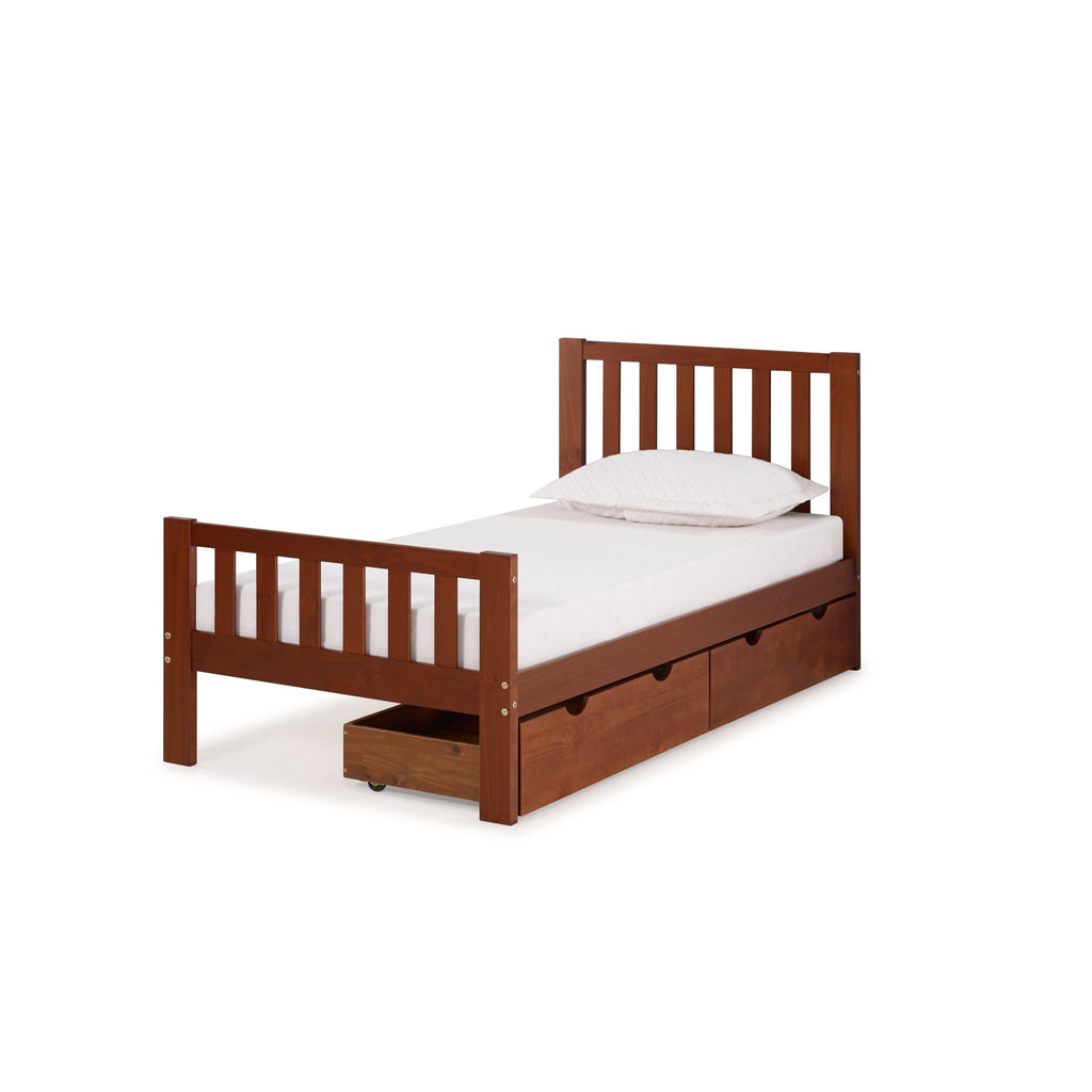 White Twin Bed with Storage Drawers T55132