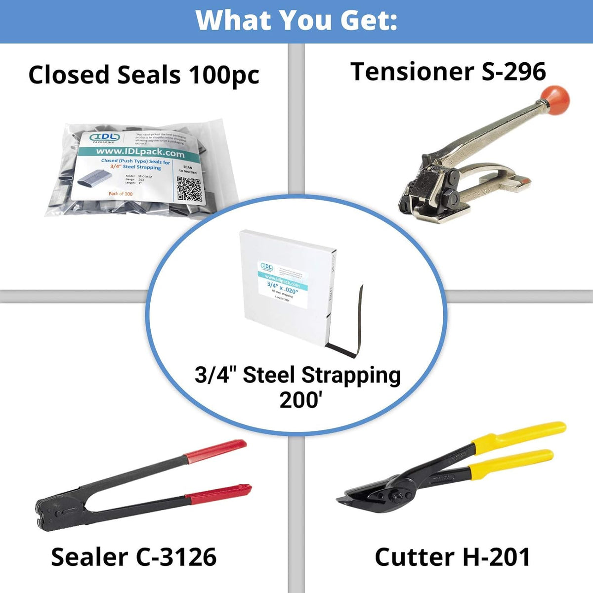 3/4" x 200' Steel Strapping Kit with 1700 lbs Break Strength P292