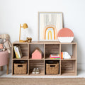 8 Cube Storage Organizer Bookcase, Natural Brown V69485