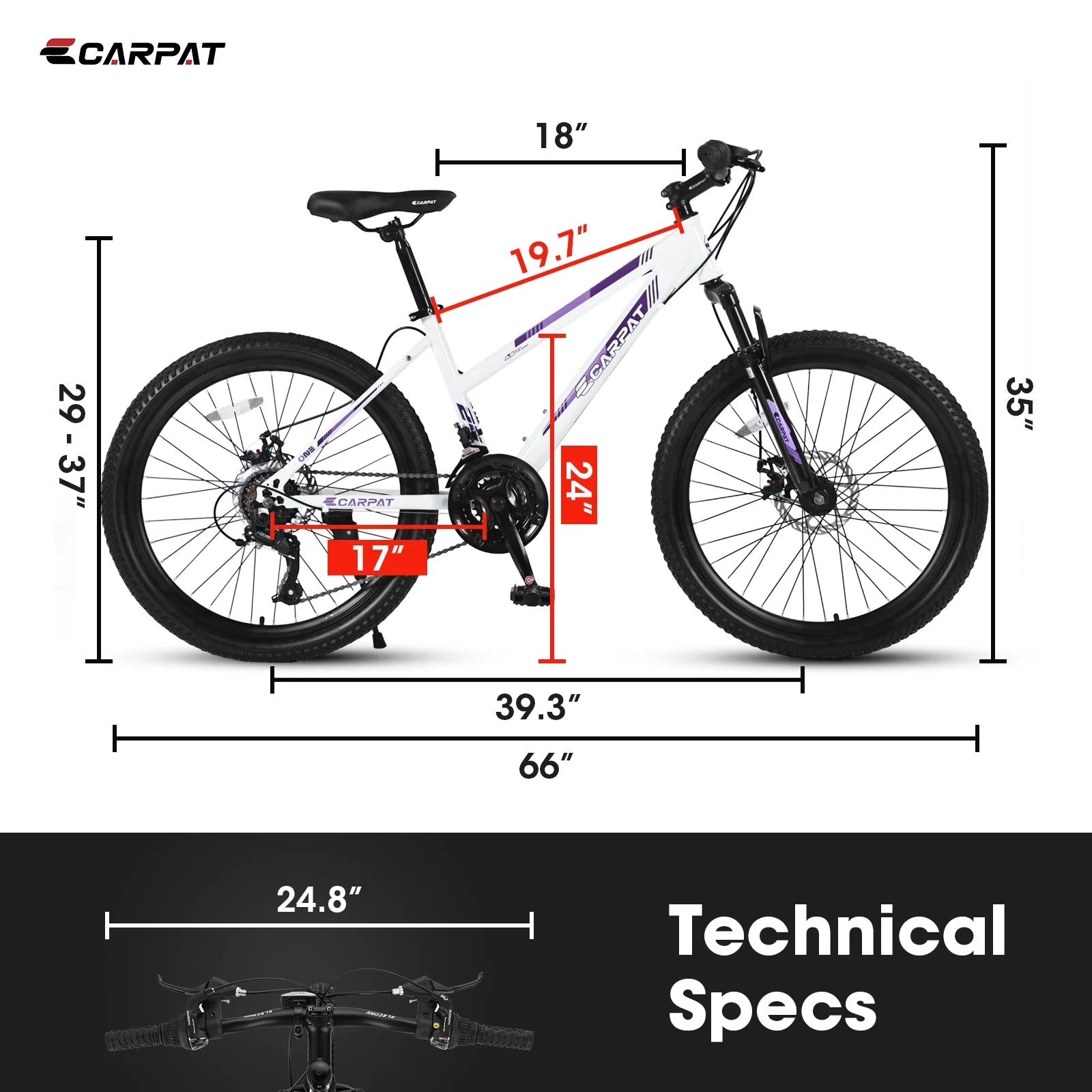 24 Inch Wheels Adult Mountain Bike with Dual Disc Brake Steel Frame A377