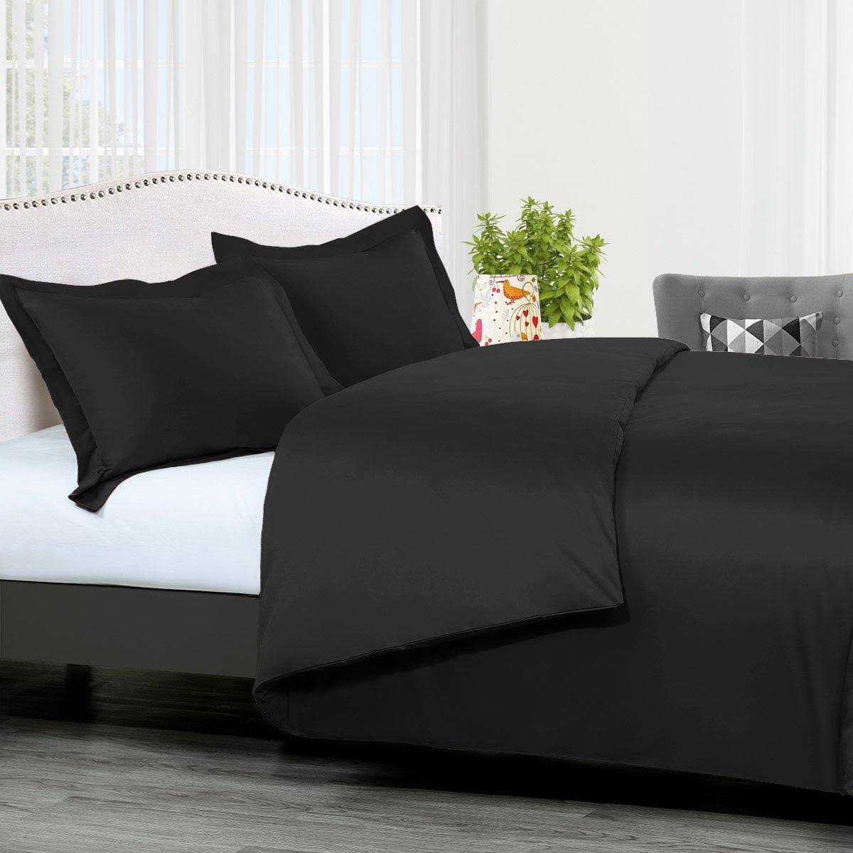 Black Solid Duvet Cover King Y3392