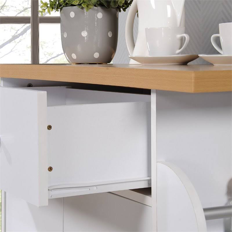 White Kitchen Cart with Spice Rack O659