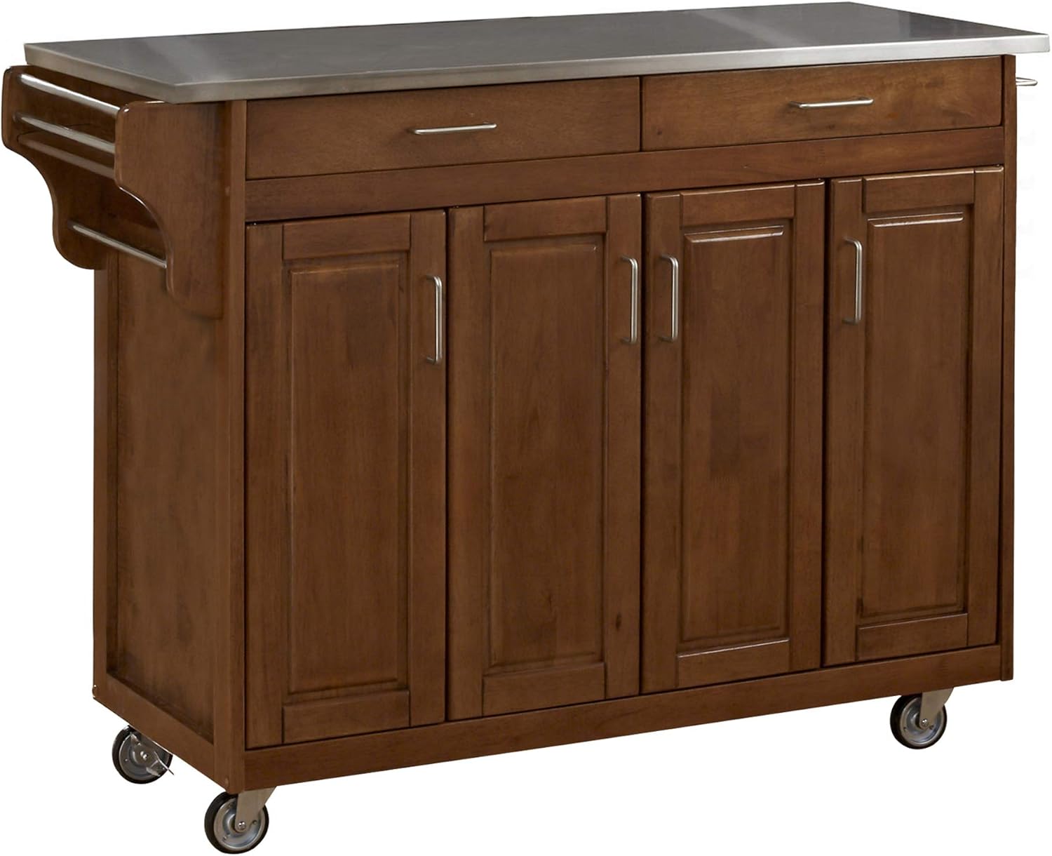 White Four Door Kitchen Cart with Black Granite Top X97268