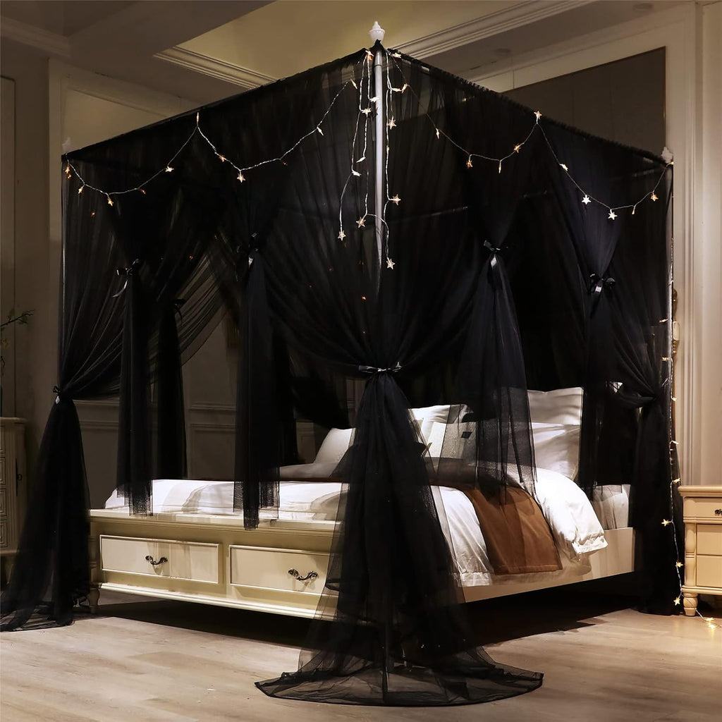 Double White Queen Size 4 Post Bed Canopy Mosquito Net K32742