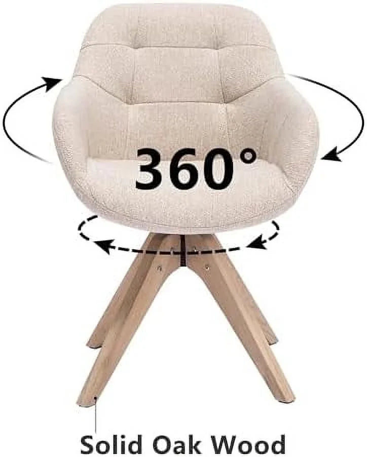 Mid Century Modern Swivel Fabric Accent Chair with Oak Wood Legs K935198