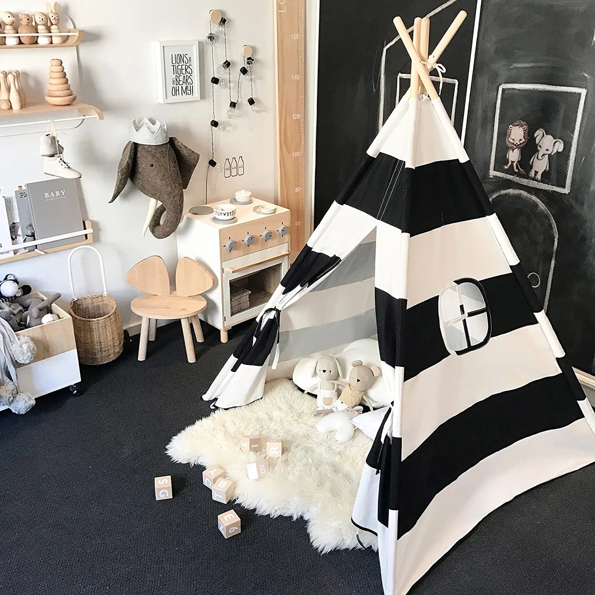 Canvas Foldable Teepee Play Tent for Kids Q99637