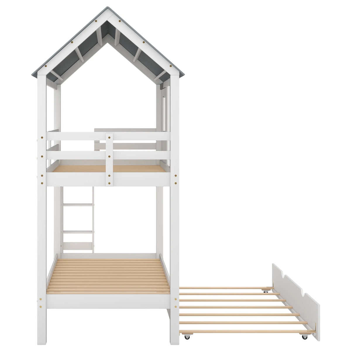Twin Size House Bunk Bed with Trundle P997