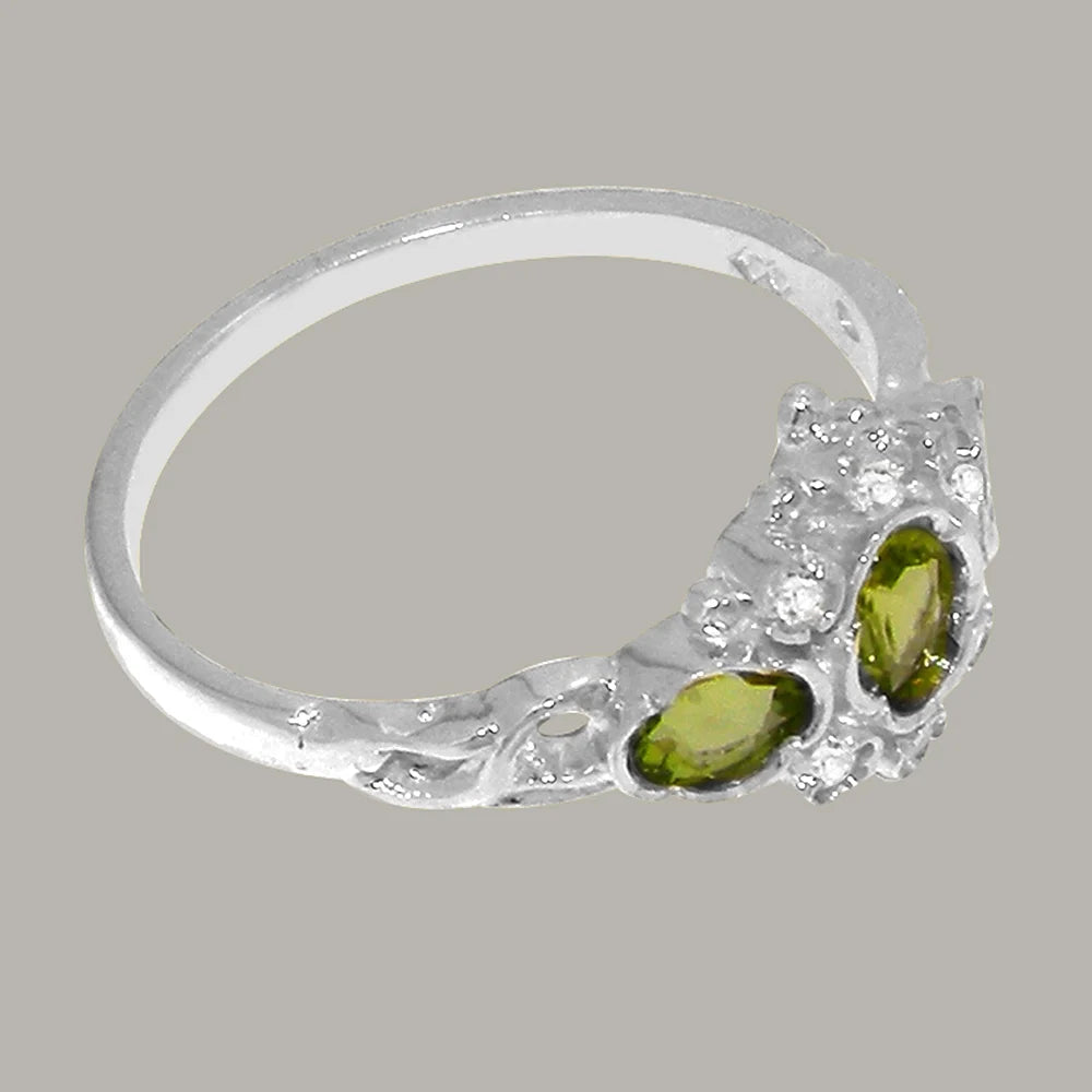 14k White Gold Peridot & Diamond Ring B683