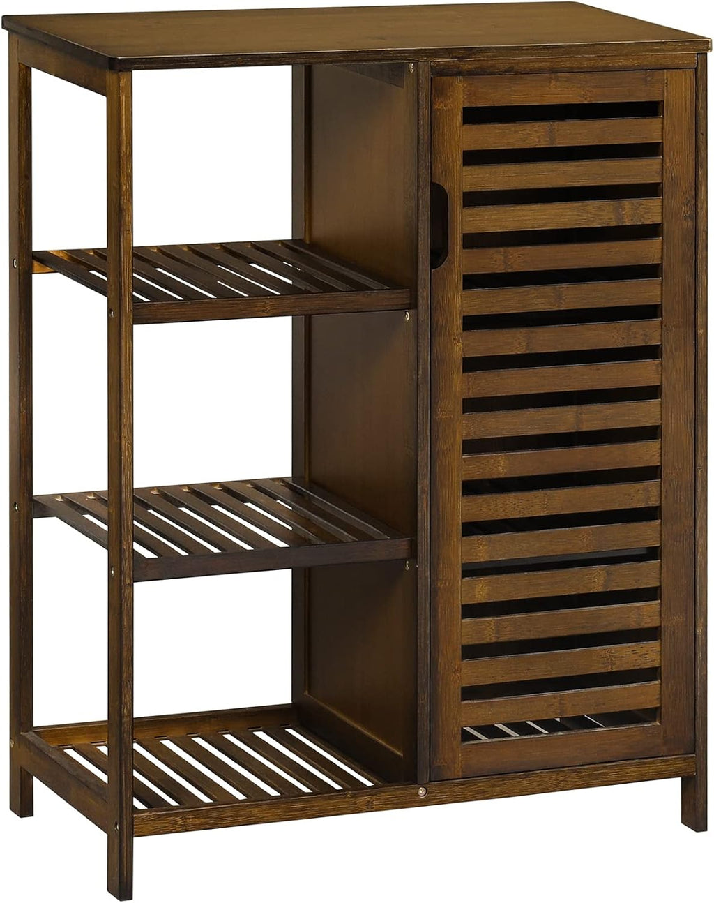 Bamboo Bathroom Cabinet with Doors and 3 Side Shelves F4521