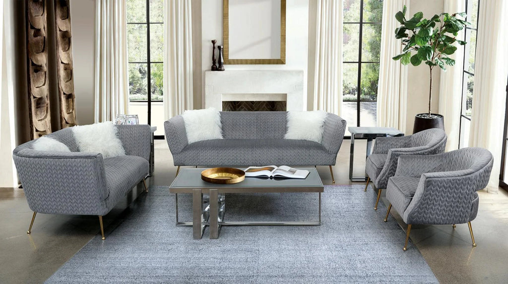 Grey Fabric Tufted Sofa & Loveseat Set 2 Pcs O283454