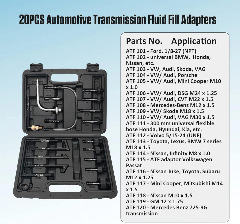 8L Pneumatic Transmission Fluid Pump with 20 PCS Filling Adapters P502