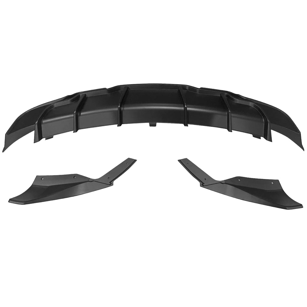 Matte Black 3PC Rear Bumper Lip Diffuser Aprons Q384