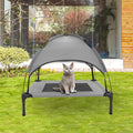 Gray Cooling Dog Bed with Canopy, Raised Pet Cot with Durable Frame and Textilene Mesh Fabric, Carrying Bag I87277
