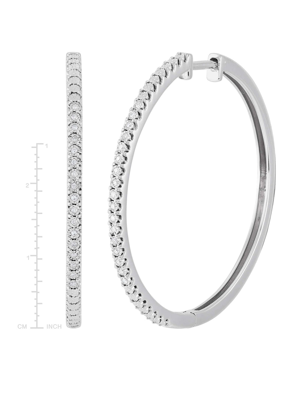Sterling Silver Diamond Hoop Earrings Z83496