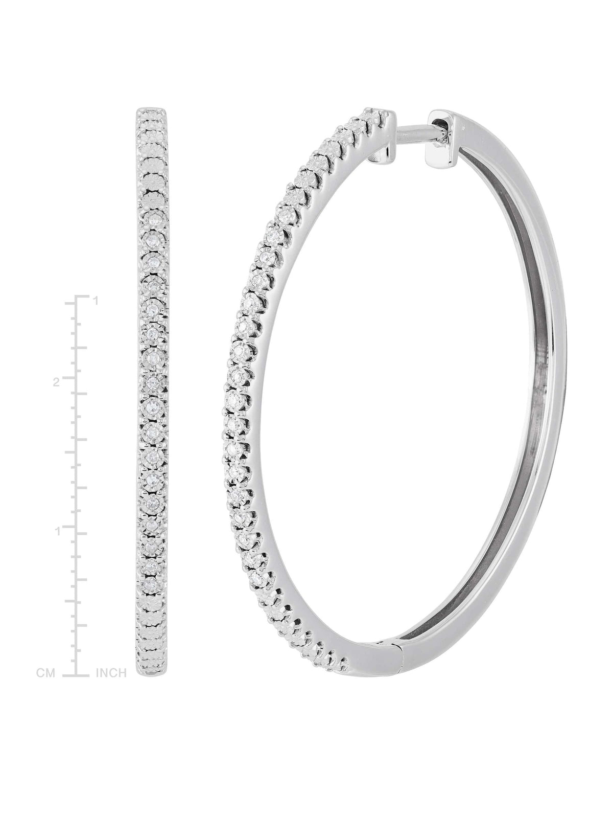 Sterling Silver Diamond Hoop Earrings Z83496