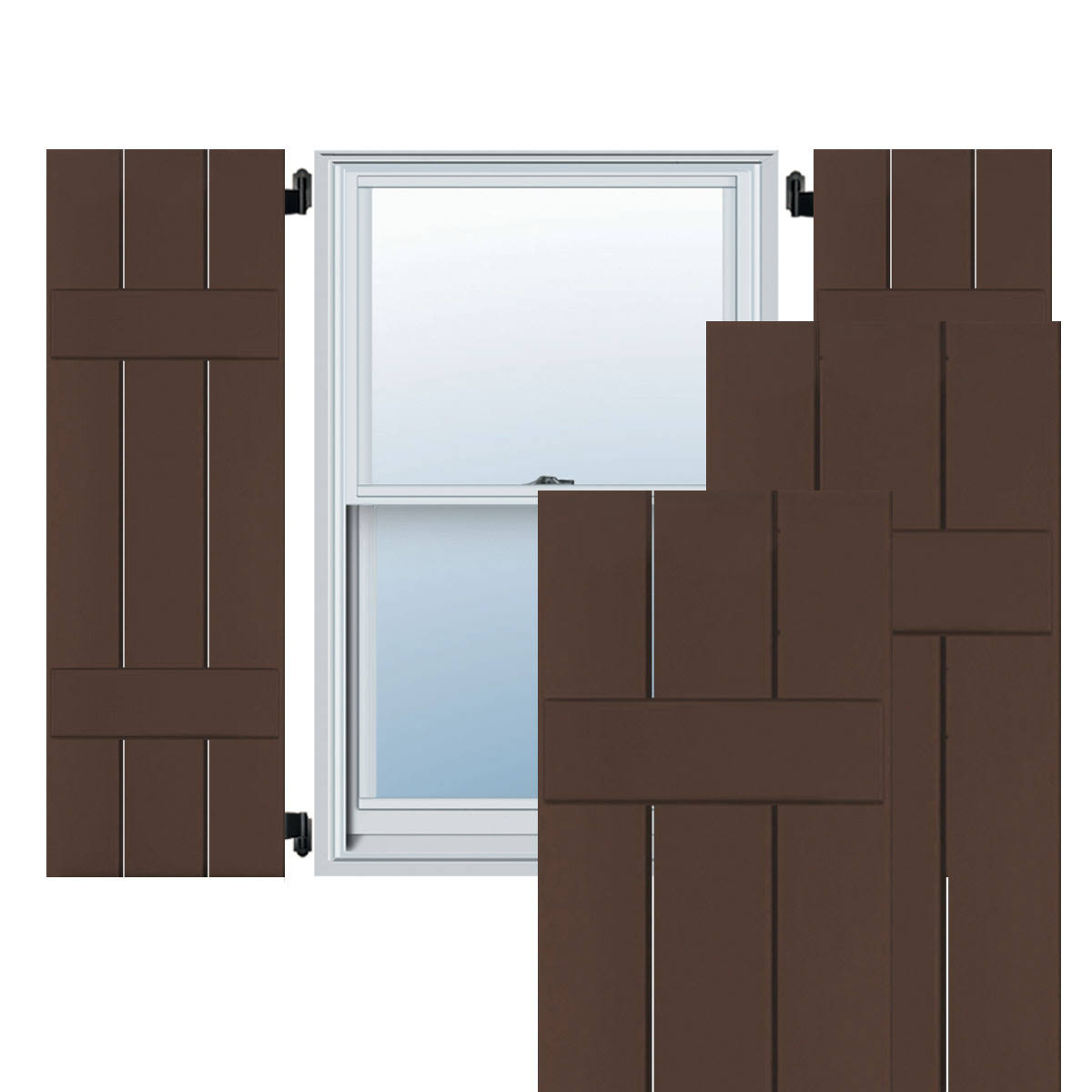 12x22W x 50x22H Exterior Real Wood Pine Board-n-Batten Shutters D71057