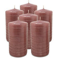 Rose Pink 6 Pack Brushed Metallic Pillar Candles T977420