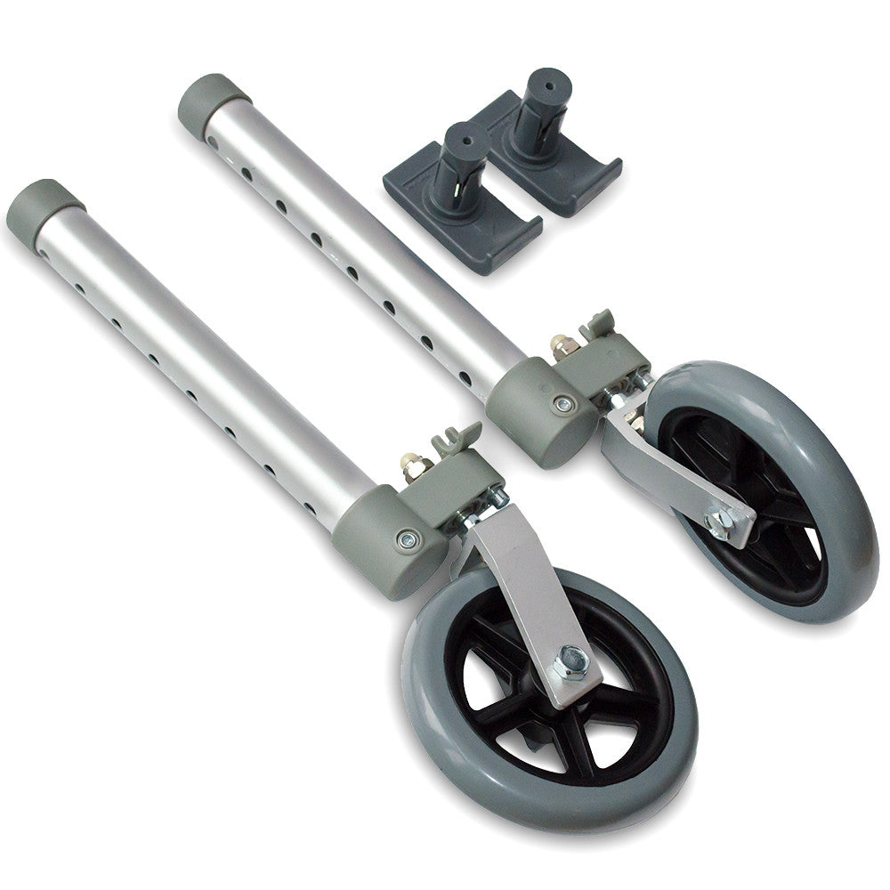 Swivel/Lock Walker 5" Front Wheels Kit with Universal FlexFit Ski Glides M863