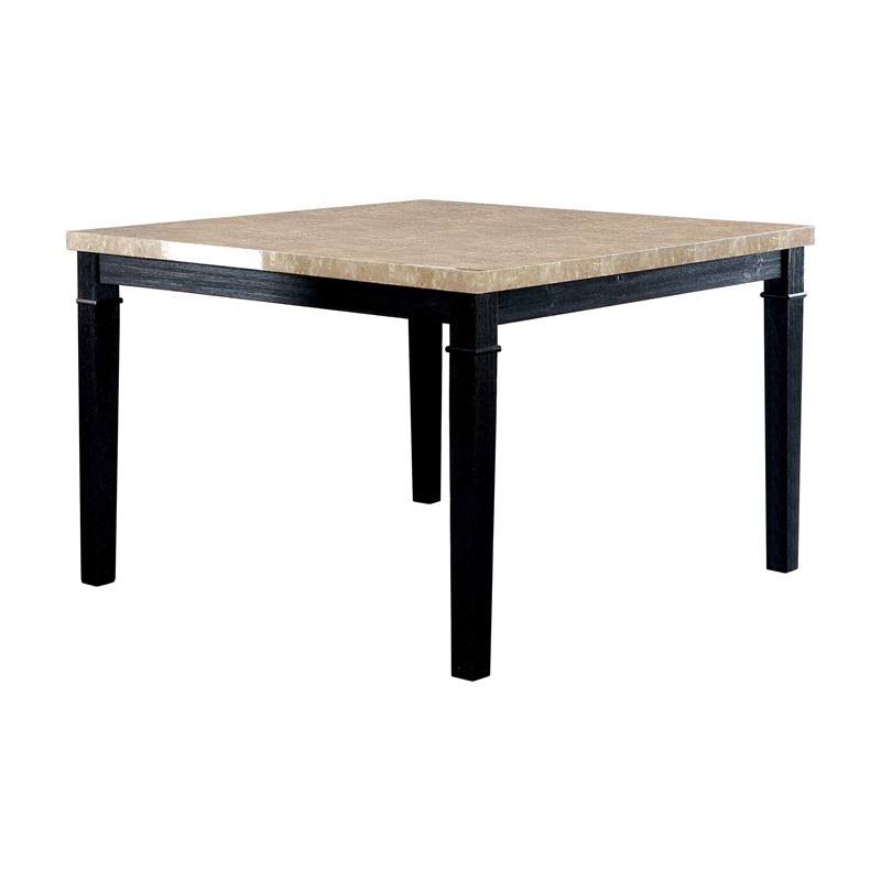 Black Wood Counter Height Table with Faux Marble Top U8951