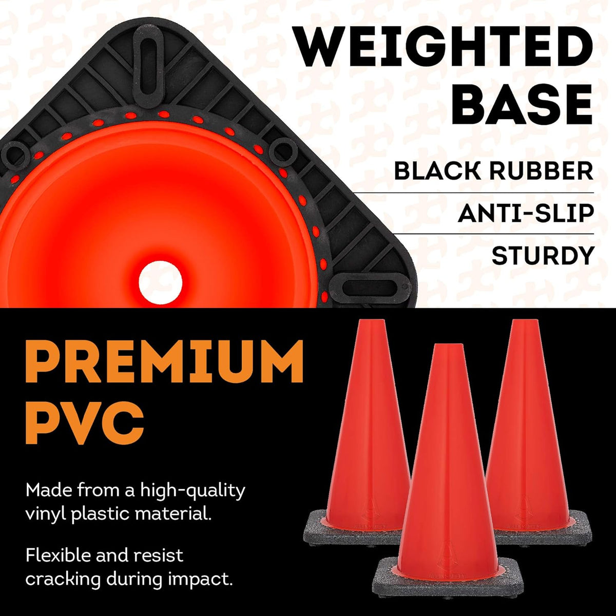 12 Inch Orange PVC Plastic Traffic Cone V945