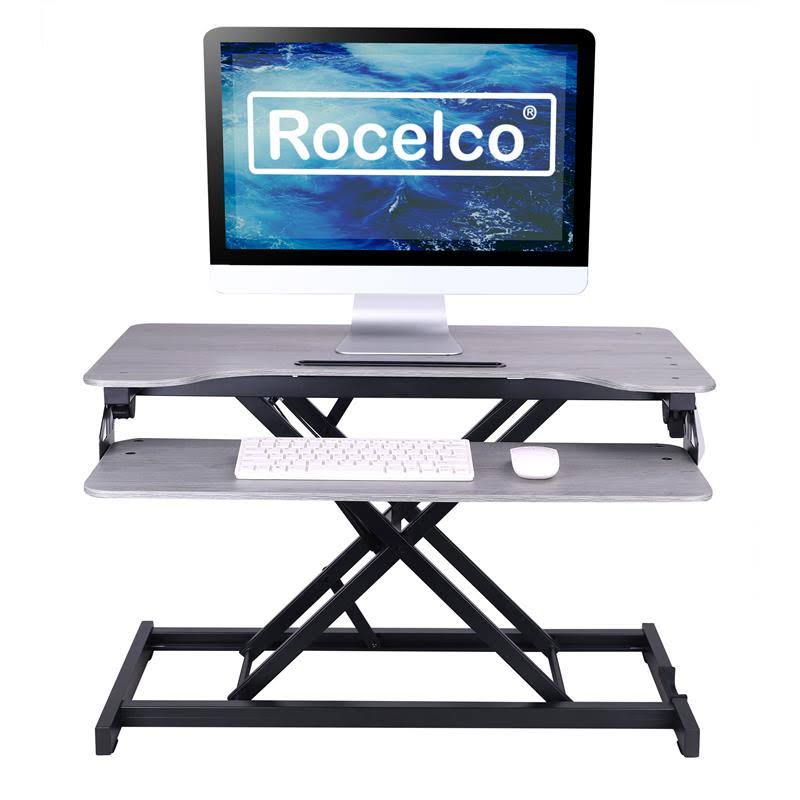 Standing Desk Converter with Floor Mat 31.5 inch Gray S803676