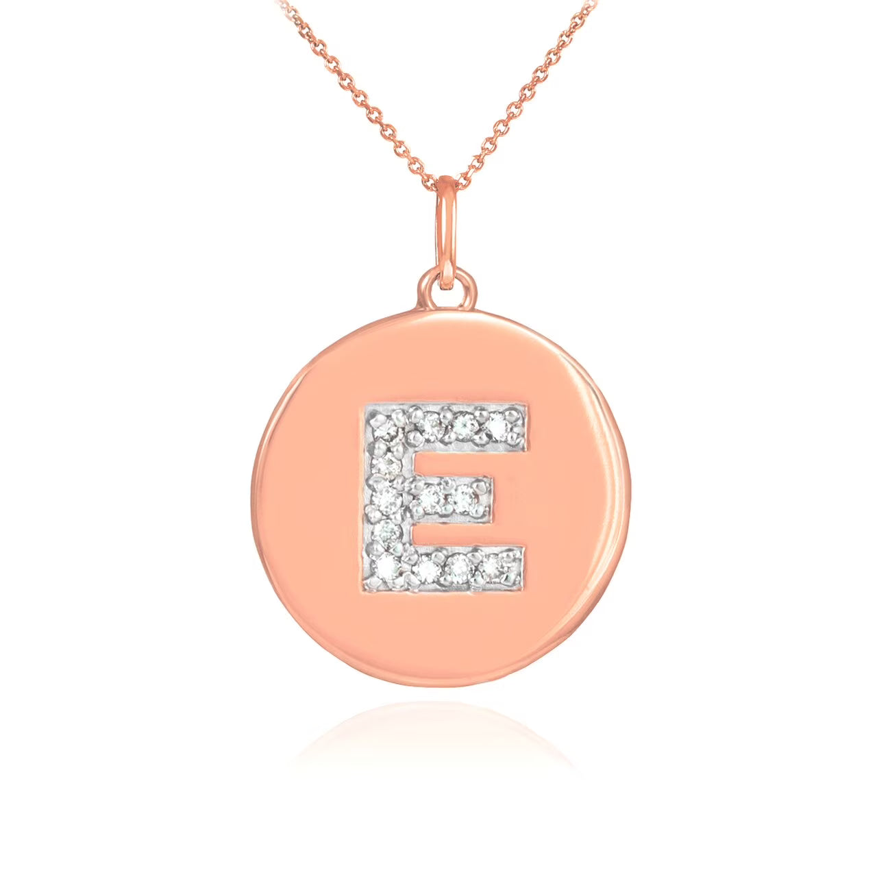 14K Rose Gold Diamond Disc Pendant Necklace with 20" chain W3020