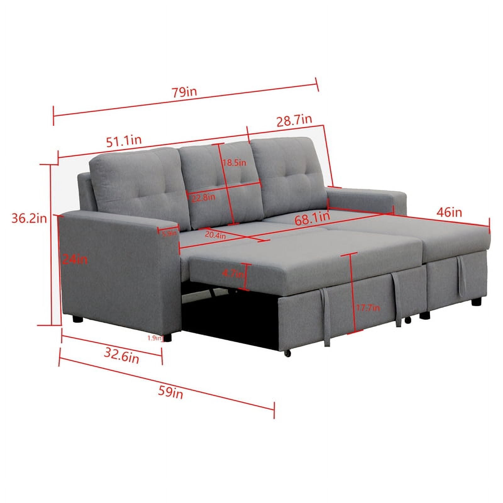 Gray Fabric Reversible Sleeper Sectional I592001