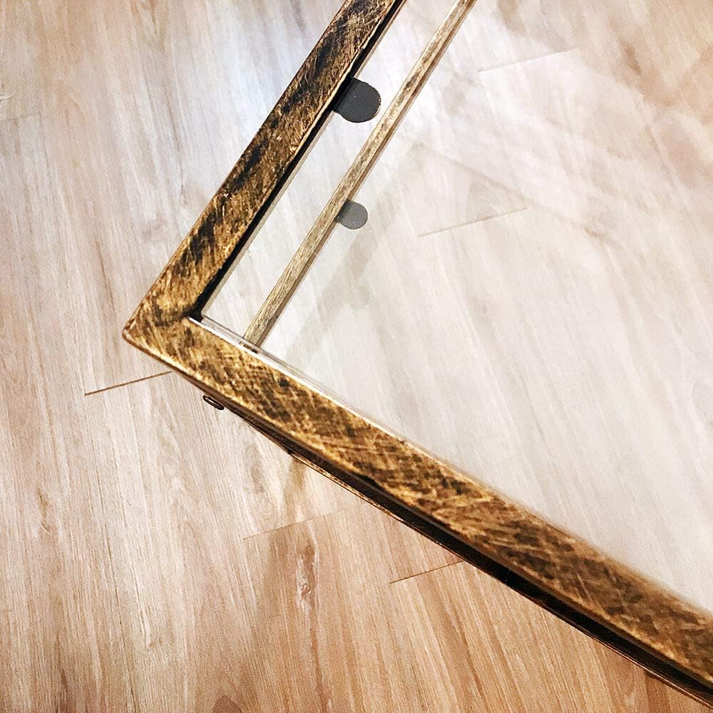 Antique Gold Glass Top Desk Vanity Table D643979