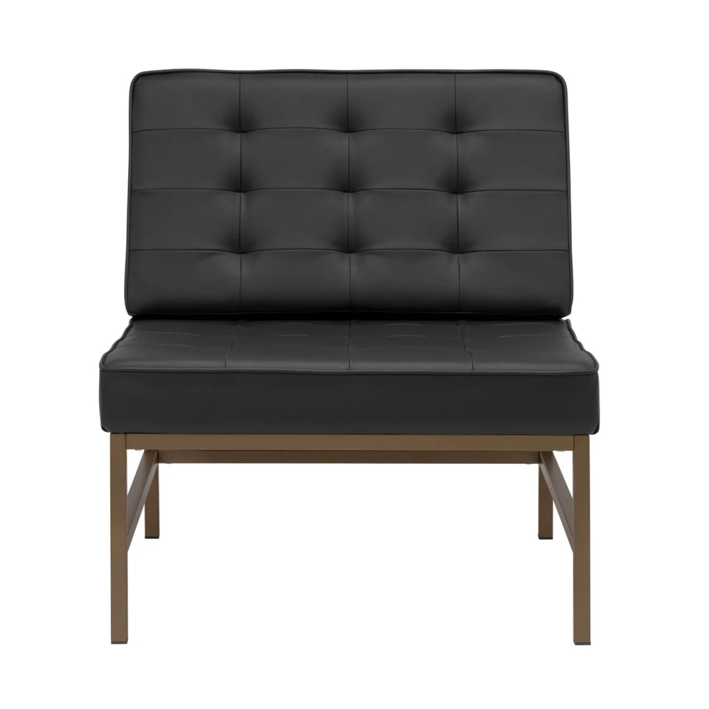 Bronze/Black Bonded Leather Accent Chair with Woven Webbing Seat I25712
