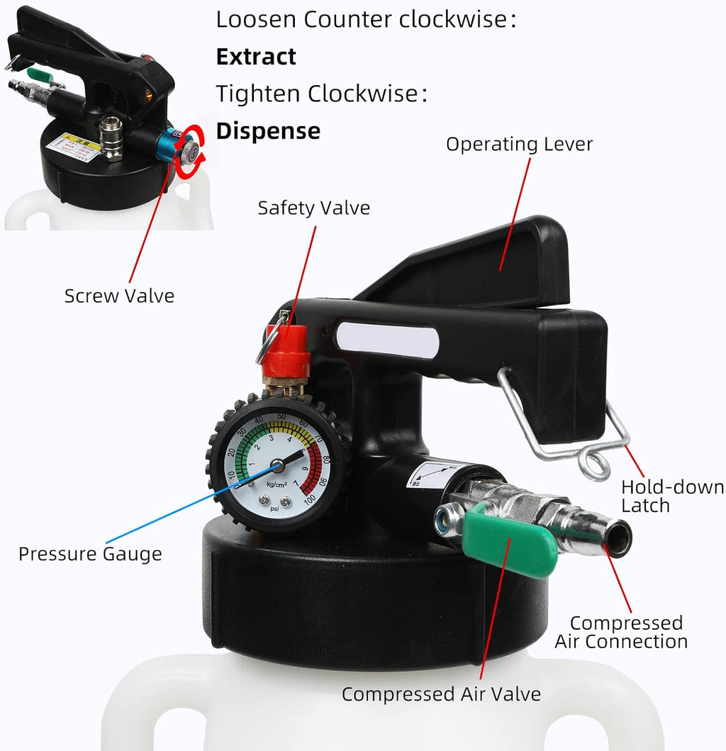 8L Pneumatic Transmission Fluid Pump with 20 PCS Filling Adapters P502