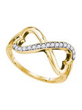 10kt Yellow Gold Diamond Infinity Double Heart Ring 1/6 Cttw D6322