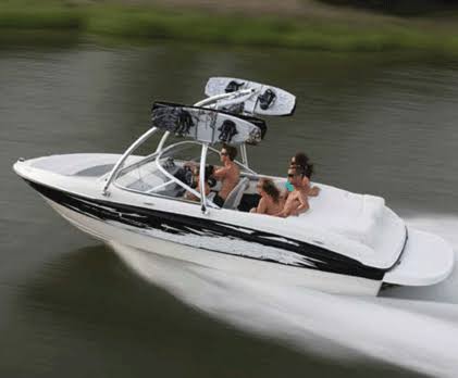 Teal Semi Custom Boat Cover for V-Hull Runabout Wakeboard Tower Outboard O62882