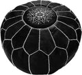 Leather Ottoman Pouf Cover, Hand Stitched, Unstuffed D511093