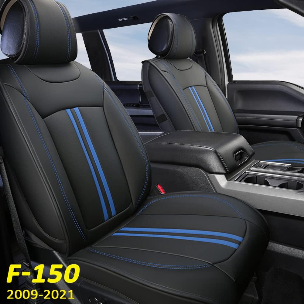 Rear Bench Car Seat Covers Faux Leather Seat Protectors (Black+Beige) B878