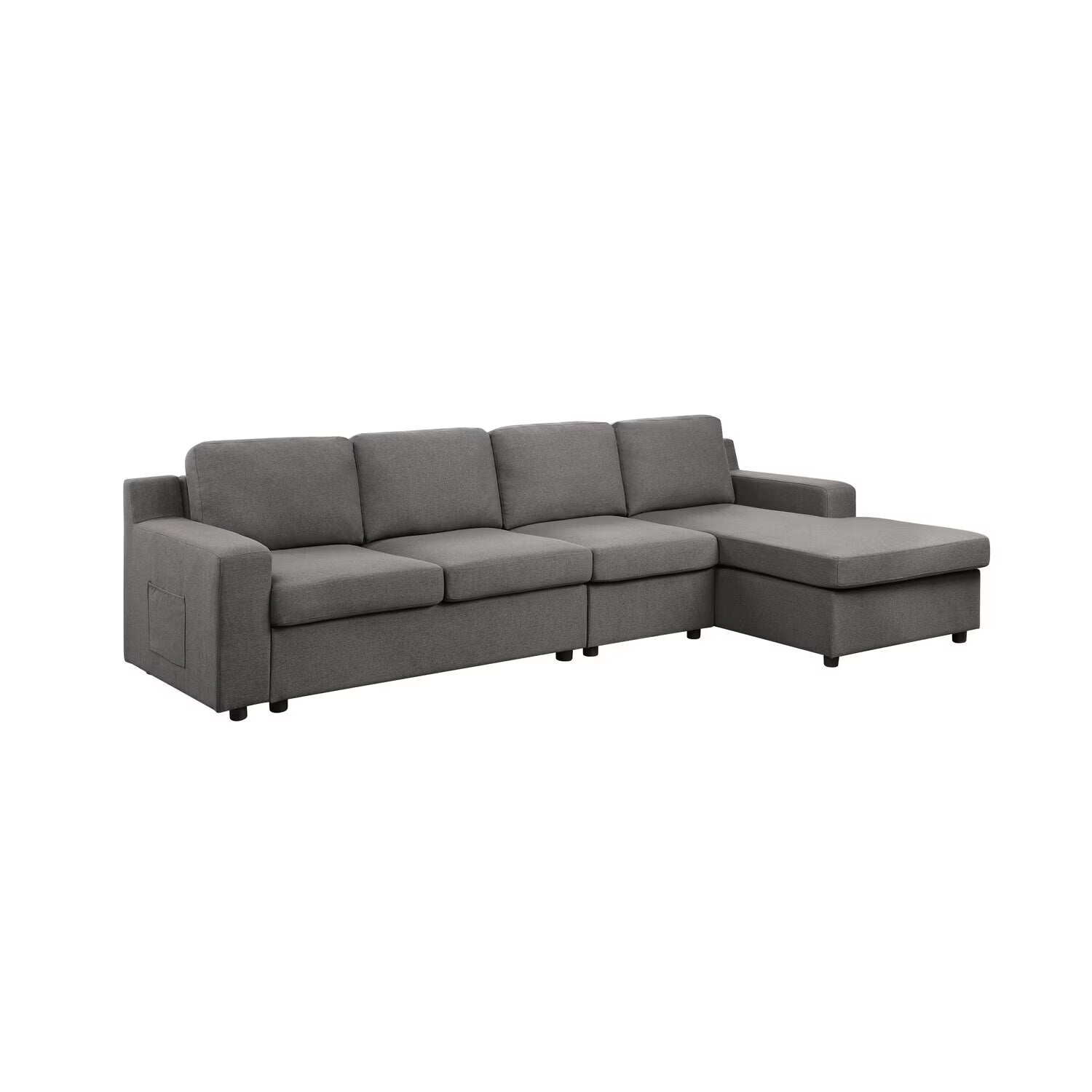 Gray Linen 4-Seater Sectional Sofa Chaise Q581