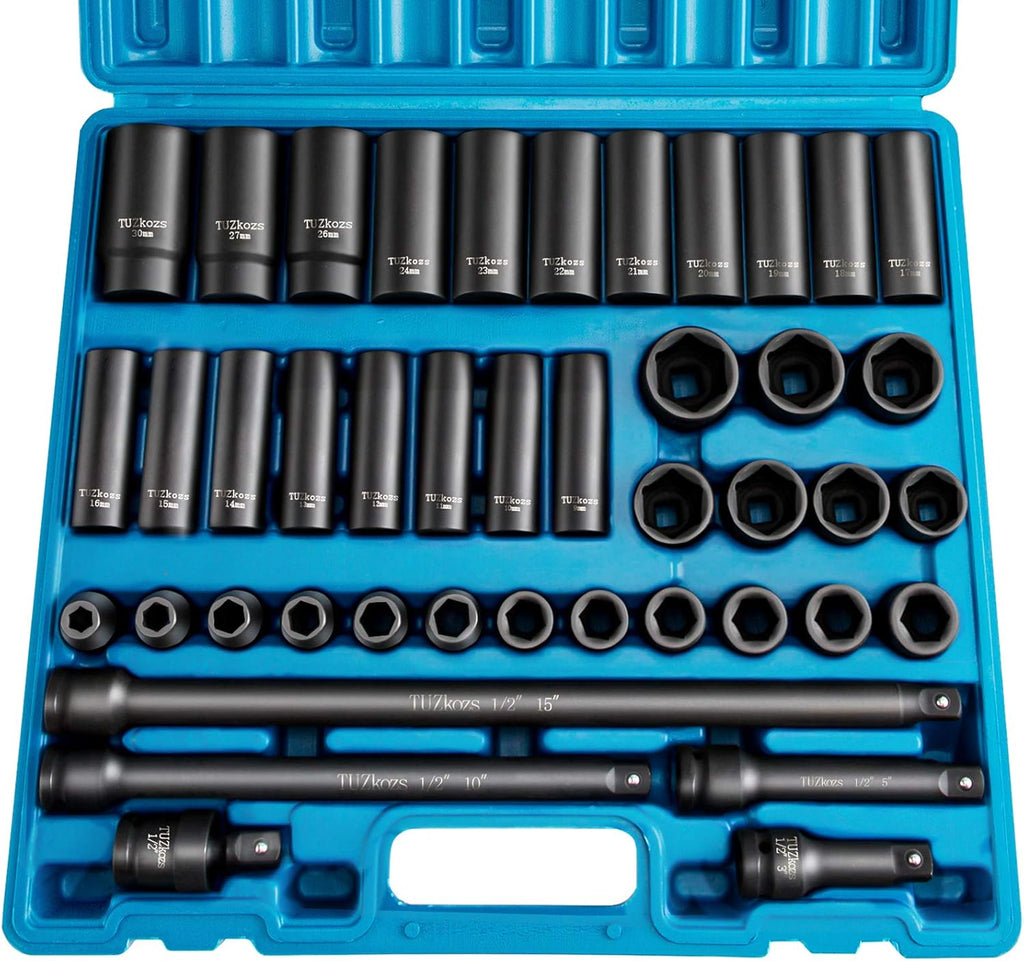 1/2 43 Piece Metric Impact Socket Set with Storage Case Q773634