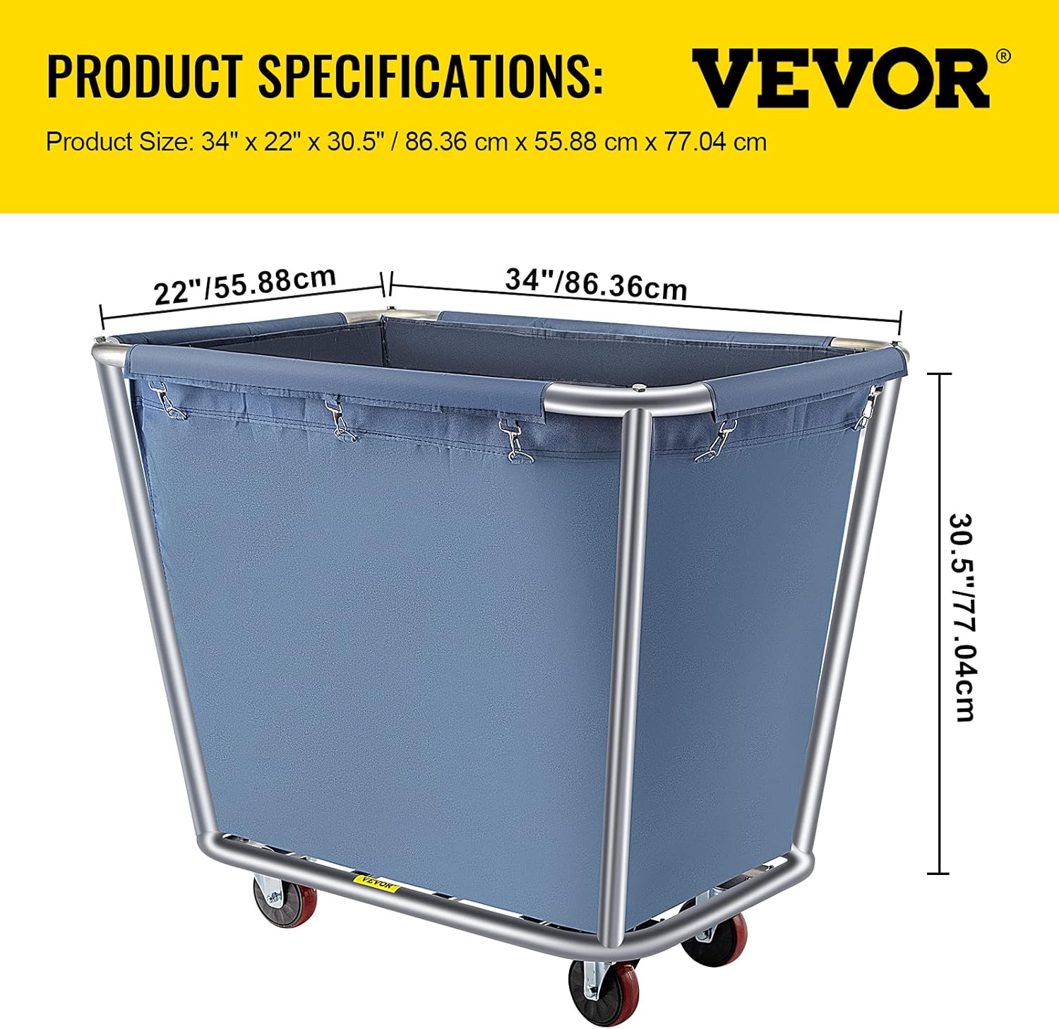 8 Bushel Steel Canvas Laundry Basket Cart G301