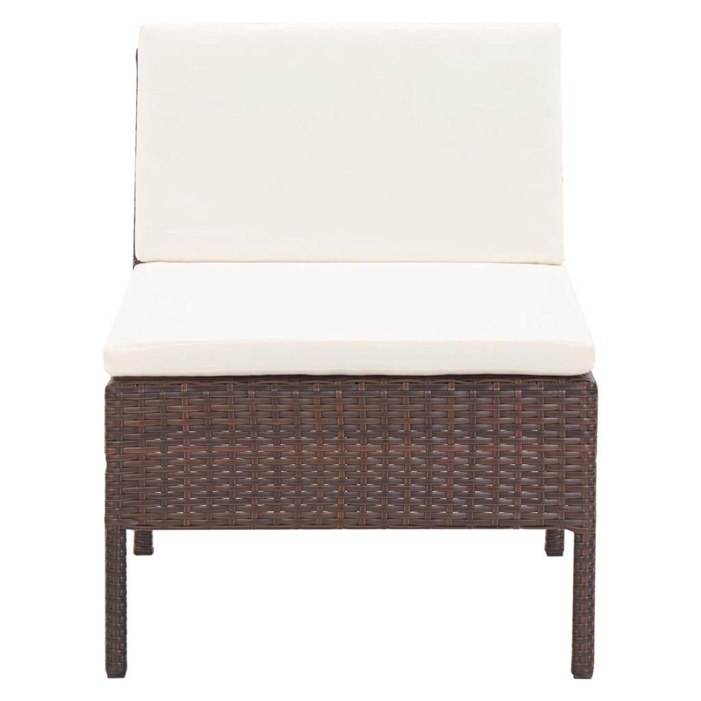3 Piece Outdoor Sectional Sofa Set with Cushions Poly Rattan Steel Frame O9170