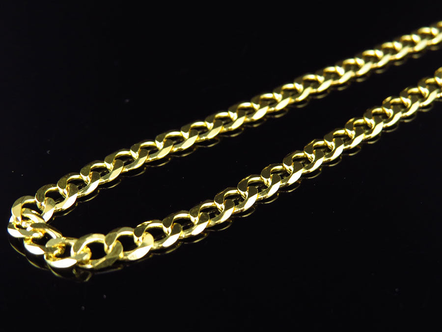 Yellow Gold Finish Sterling Silver Miami Cuban Link Chain Necklace Z93266