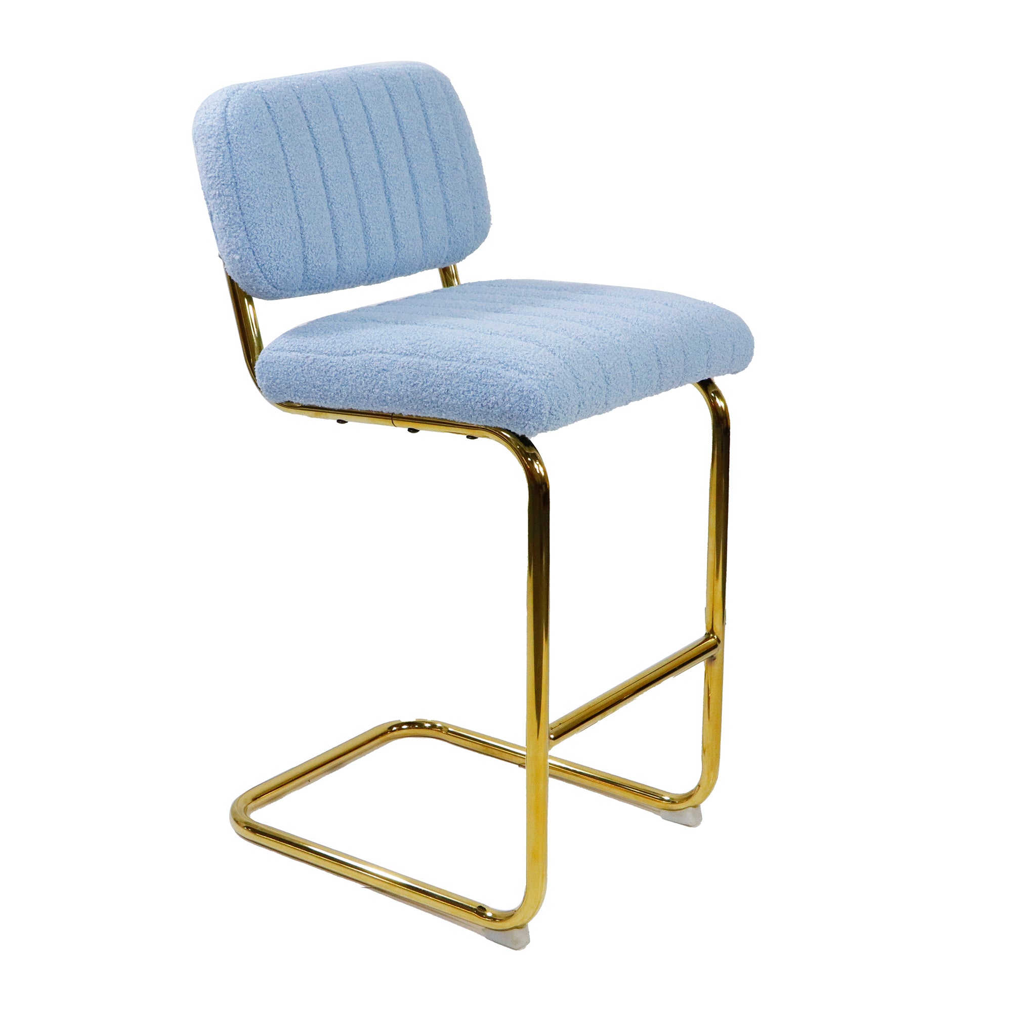 Blue Boucle Upholstered Bar Stools Set of 2 M433