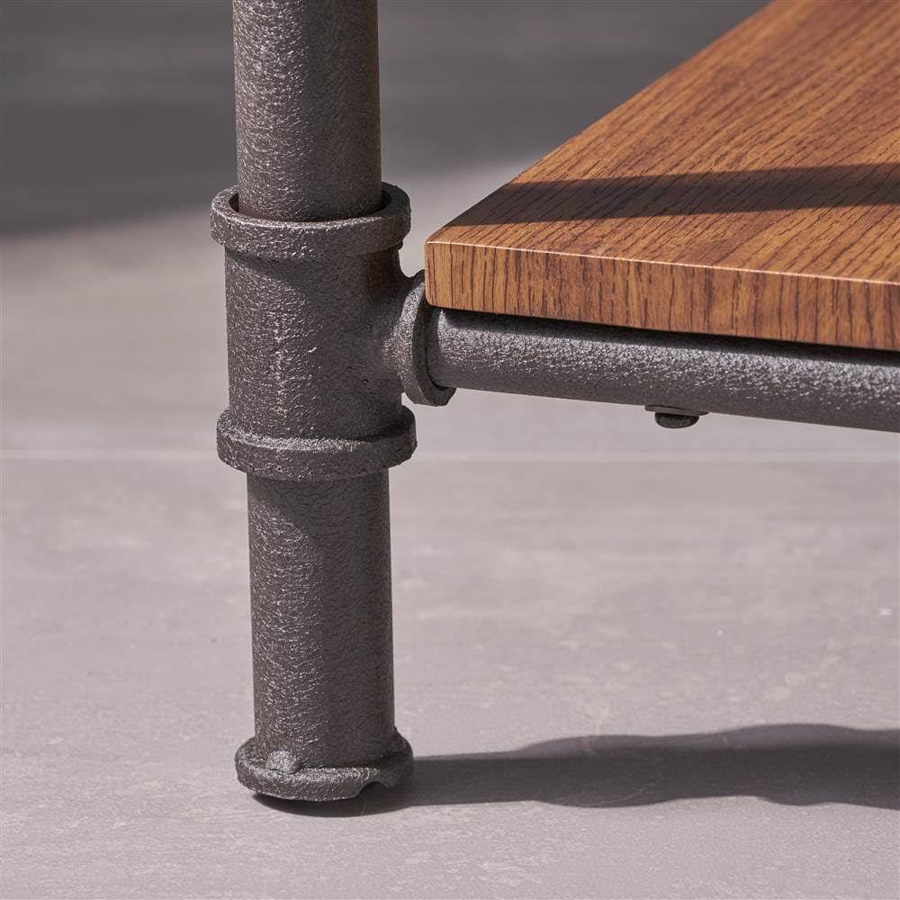 Industrial End Table in Teak Finish H5160