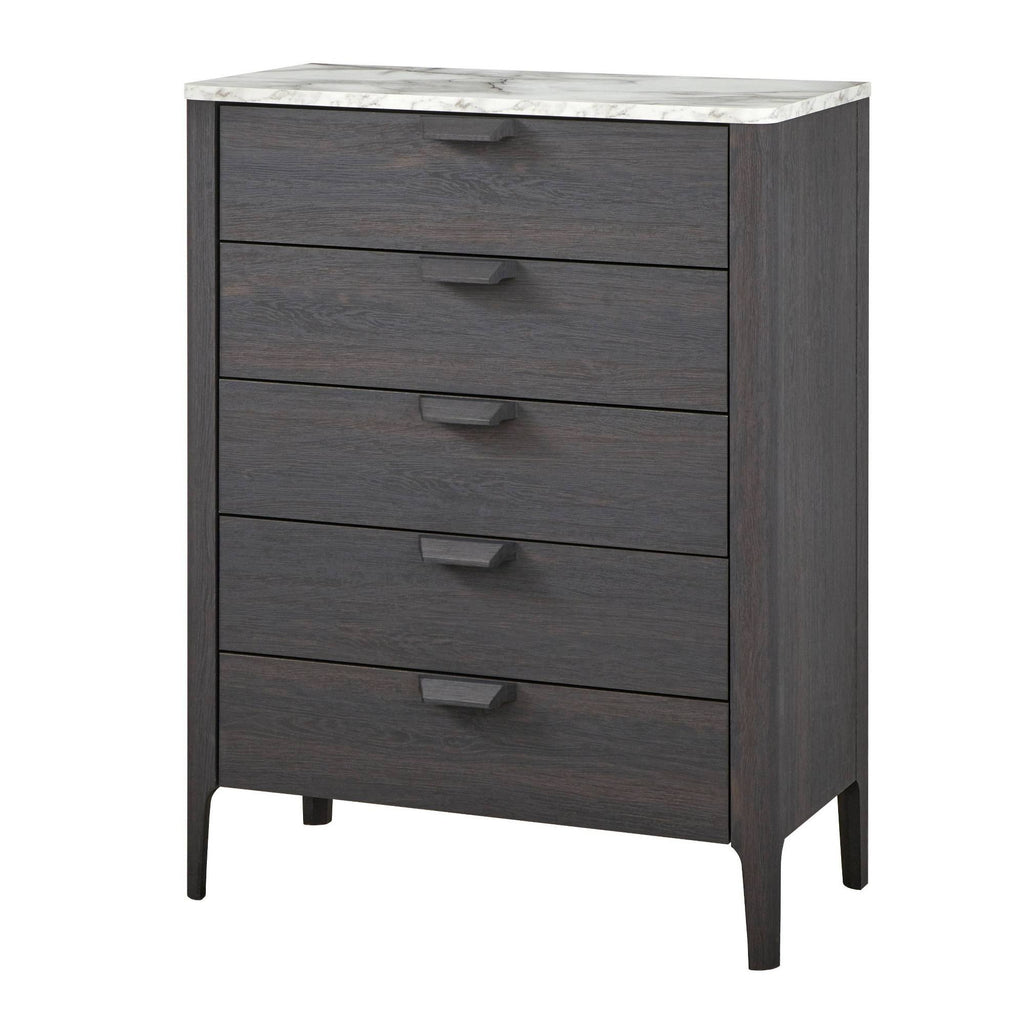 Charcoal Gray and White 5 Drawer Chest K819