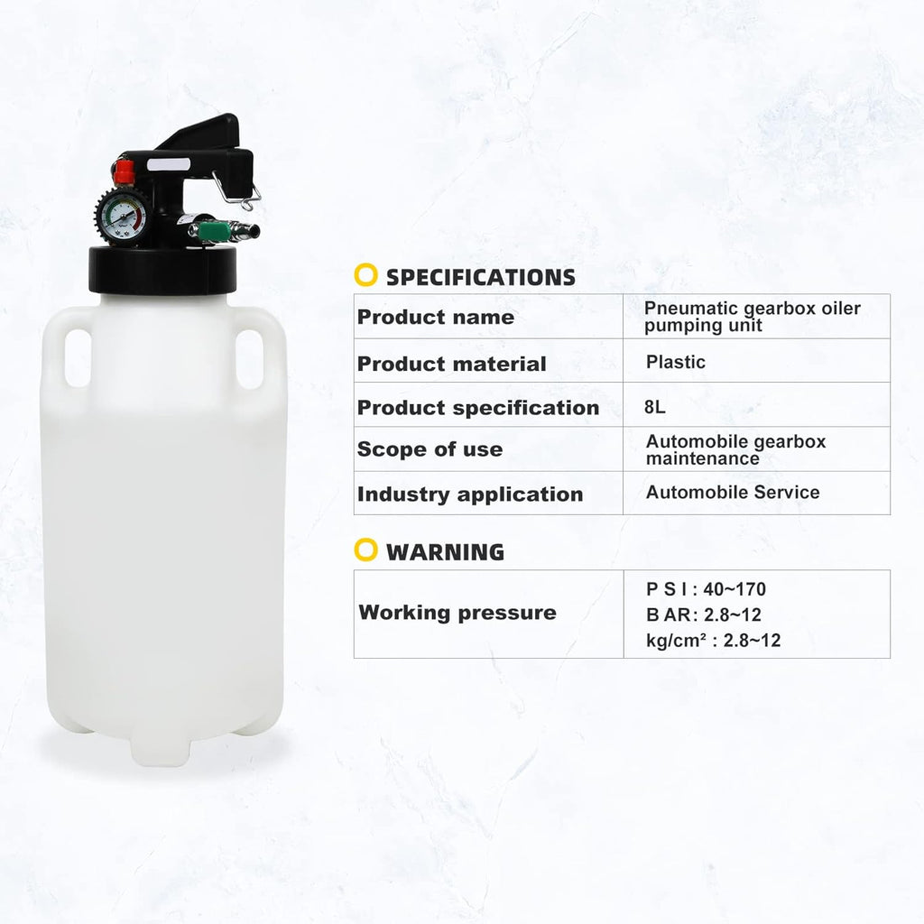 8L Pneumatic Transmission Fluid Pump with 20 PCS Filling Adapters P502
