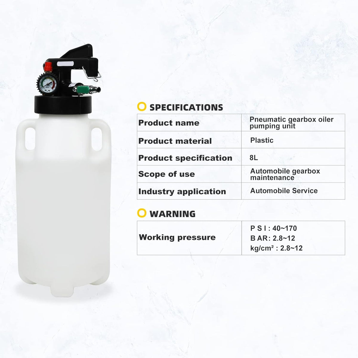 8L Pneumatic Transmission Fluid Pump with 20 PCS Filling Adapters P502