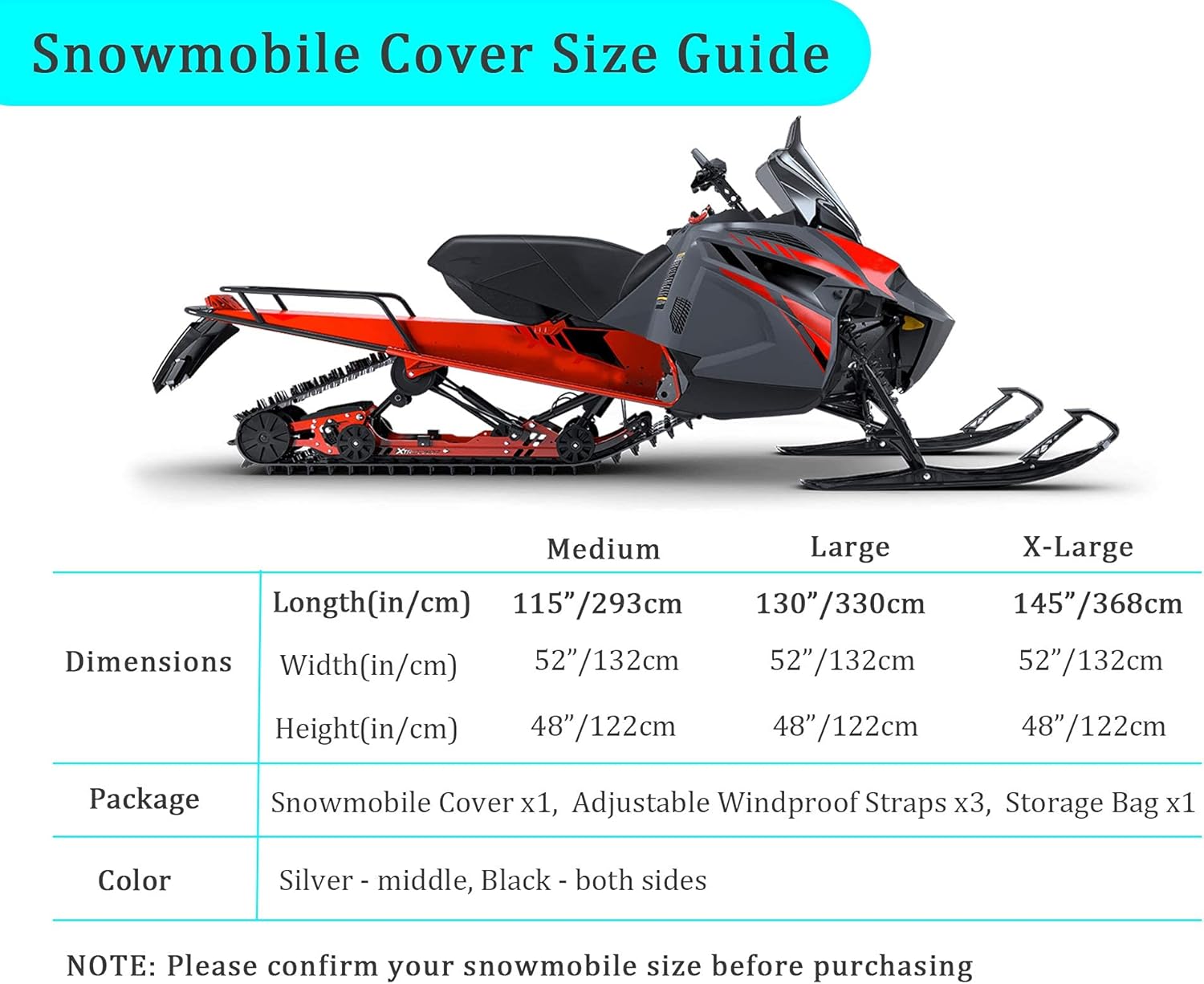 Waterproof Snowmobile Cover Fit up to 115 X412356