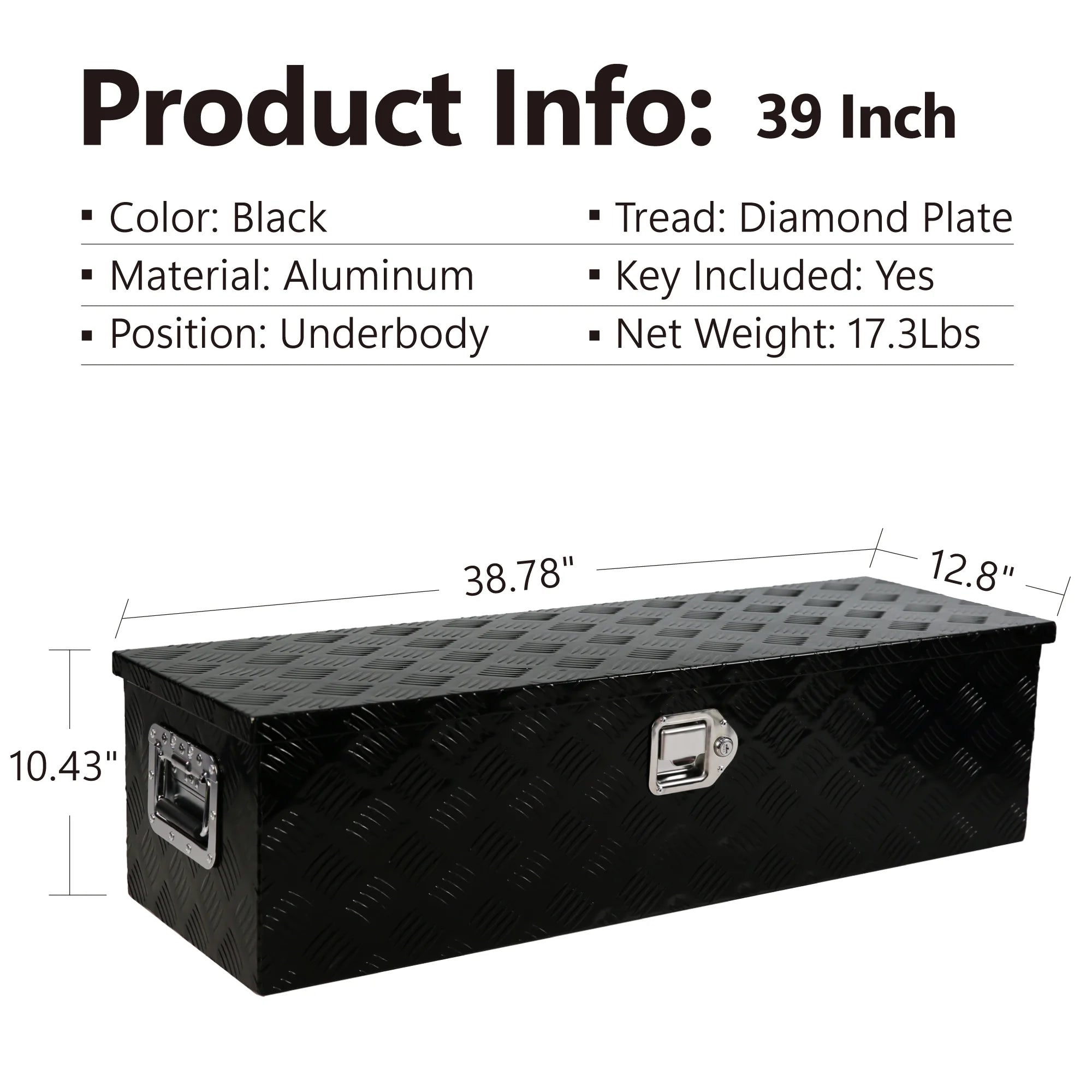39 inch Aluminum Truck Bed Tool Box with Side Handle A86315