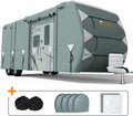 Extra-Thick 5 Layers Waterproof RV Cover with 2Pcs Straps & 4 Tire Covers D5884