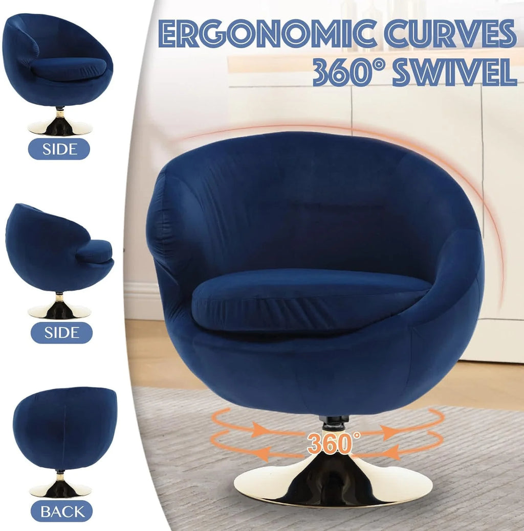 Blue Velvet Swivel Barrel Chair D2941