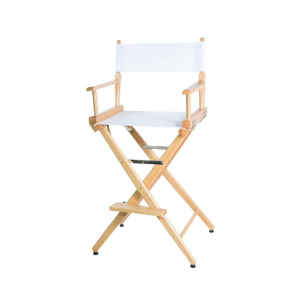 Natural Wood White Canvas Bar Height Director's Chair E382933